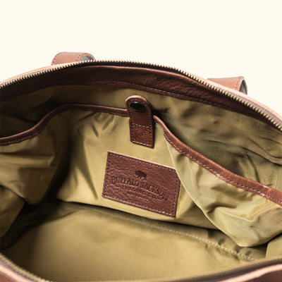 Vintage Waxed Canvas Weekend Bag Khaki Interior